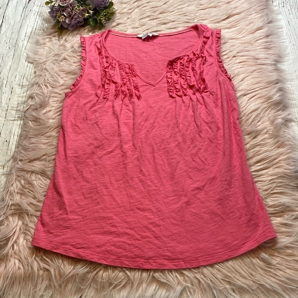 Boden Pink Ruffle Accent Tank sz 4